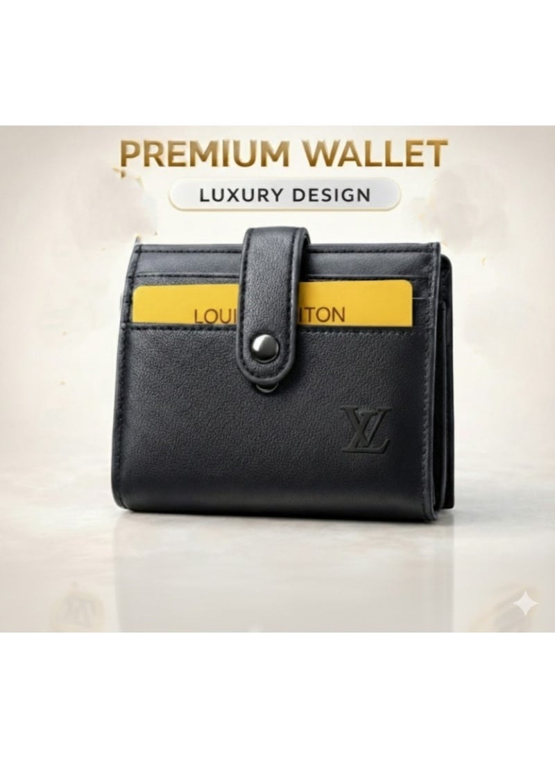 لويس فويتون محفظة جلد فاخرة للكروت والنقود – تصميم أنيق بحجم عملي مع زر إغلاق آمن - للجنسين - Image 1